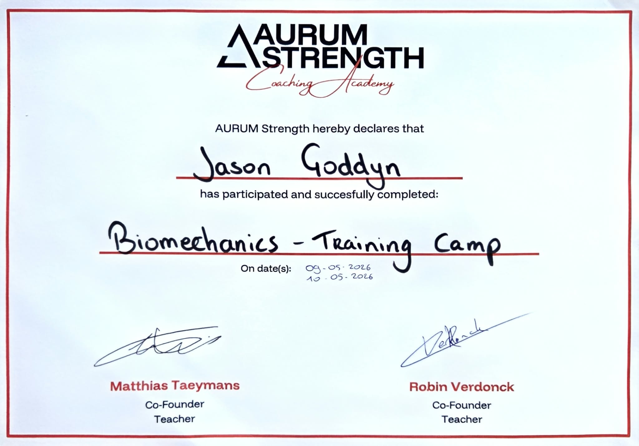 Aurum Strength Biomechanics Training Camp, Jason Goddyn